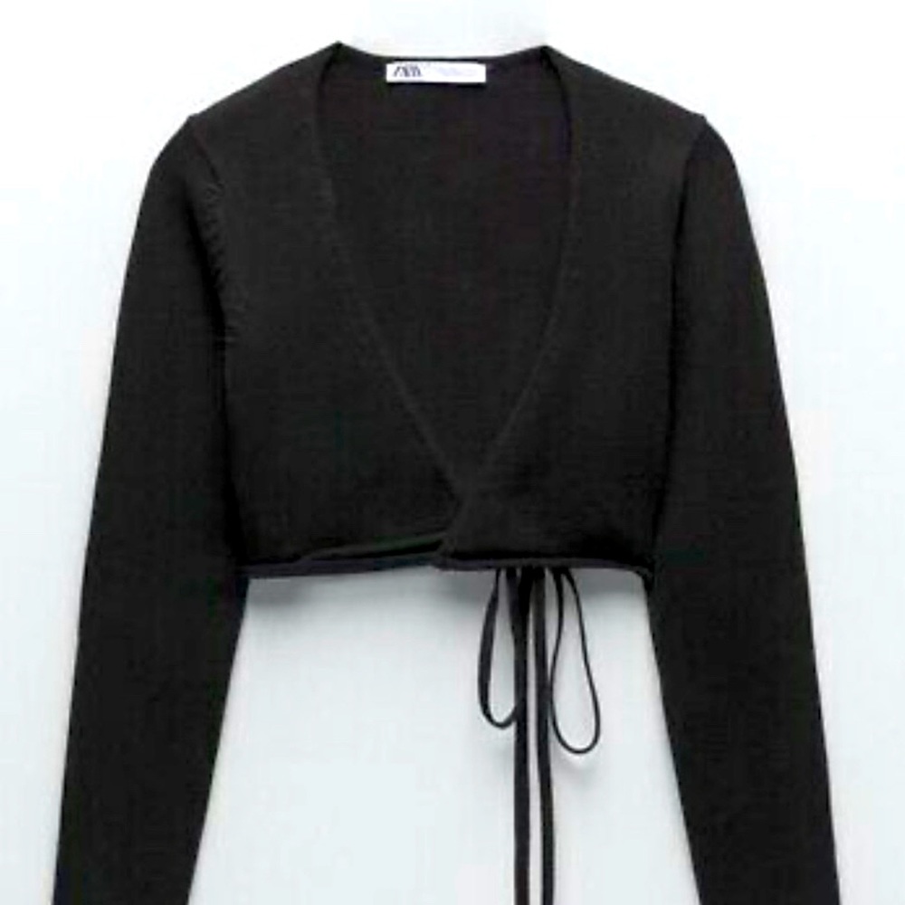Zara Knit Wrap Crop Top Size S